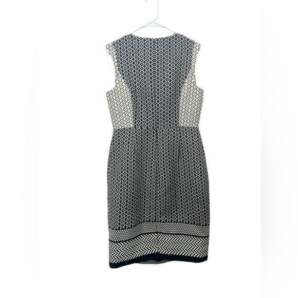 JCREW Black Label Geometric Sheath Dress Womens 10 Black Paneled Office Career - Picture 4 of 14